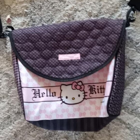 2013 Sanrio Hello Kitty Tupperware Tote Messenger Bag Pink Black (BAG ONLY) - Picture 1 of 5